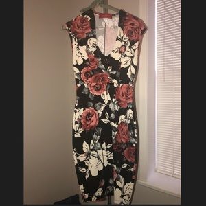 Black and rose midi dress